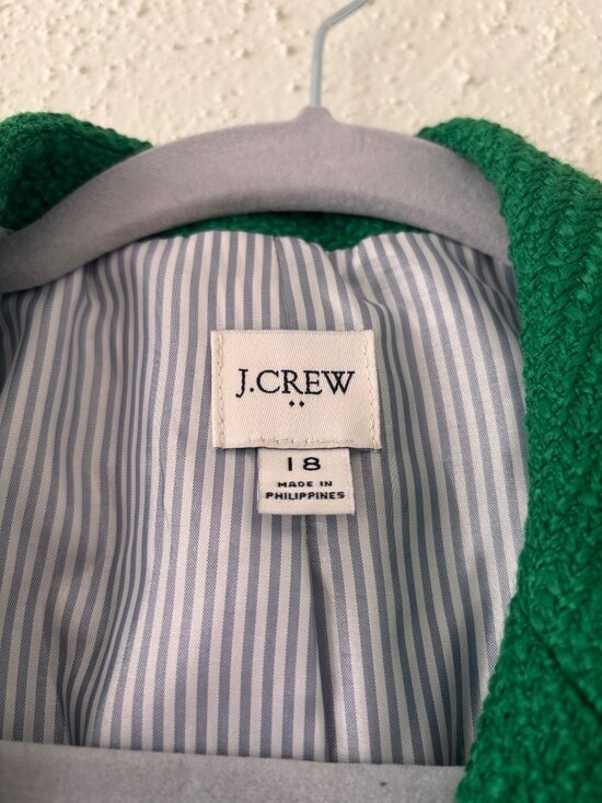 J.Crew Green Tweed Schoolboy Blazer Size 18 Gold Button Lined Classic Style - Picture 7 of 15